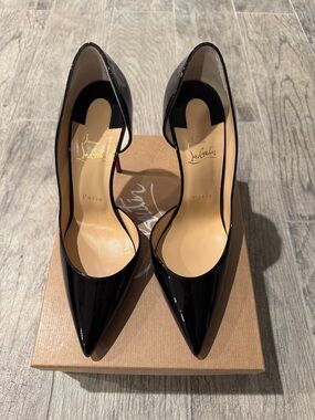 Christian Louboutin Black Patent Pointed D'Orsay Pumps